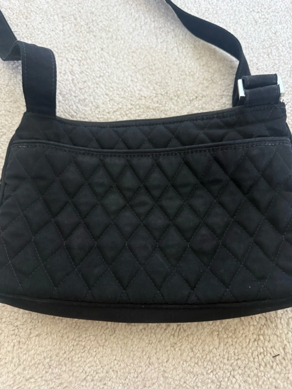 Vera Bradley Black Quilted Crossbody Bag w/ Floral Interior - Picture 4 of 12